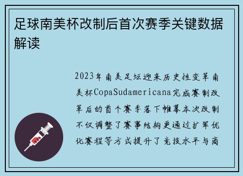 足球南美杯改制后首次赛季关键数据解读